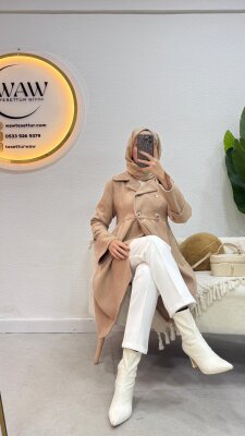 Düğmeli Kaşe Kaban - 3